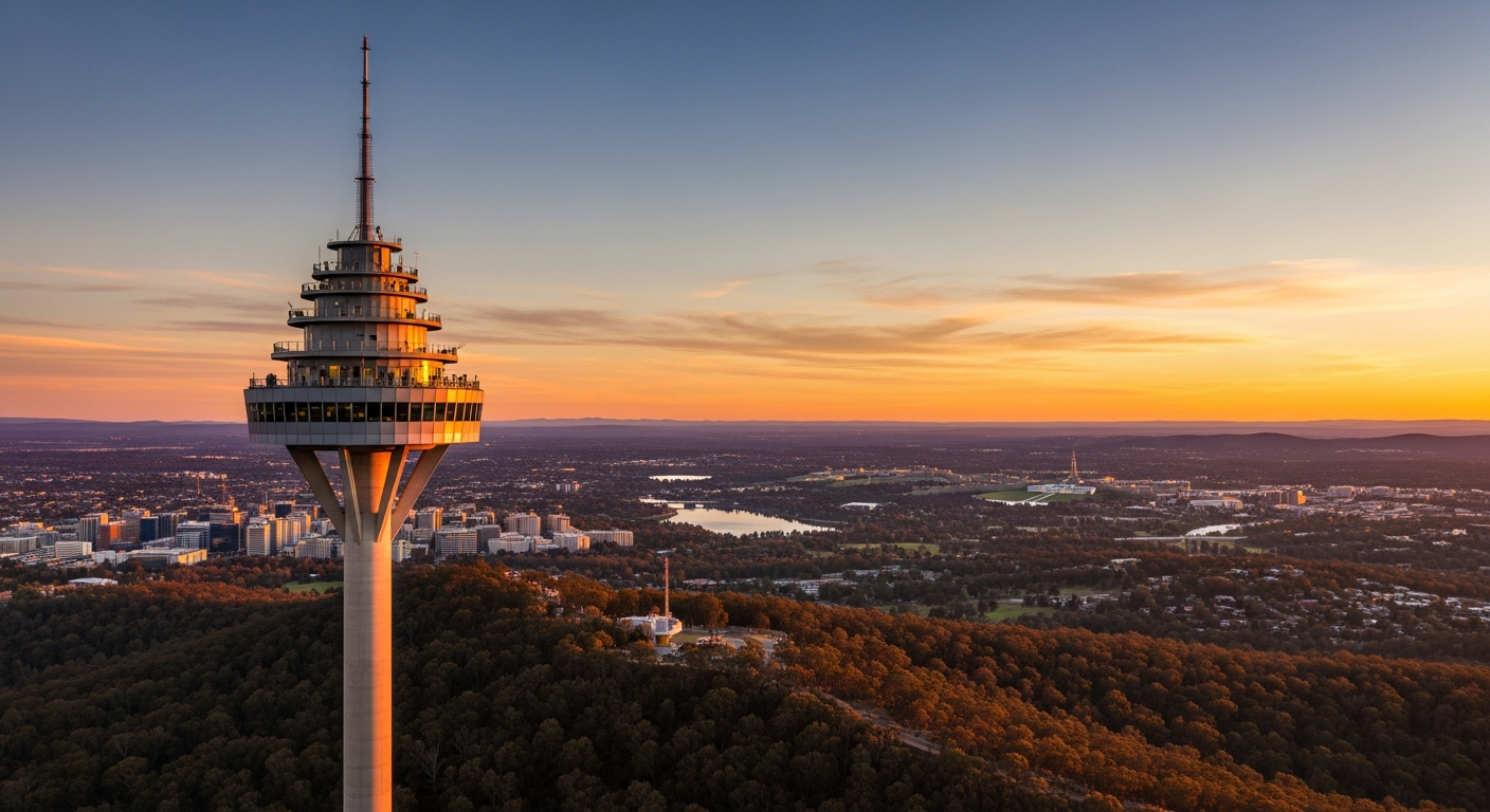 The panoramic views from Black Mountain Tower across Canberra and beyond