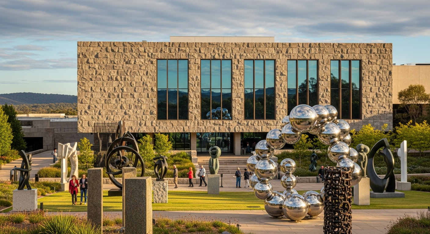 The iconic exterior of the National Gallery of Australia housing the nation's art collection