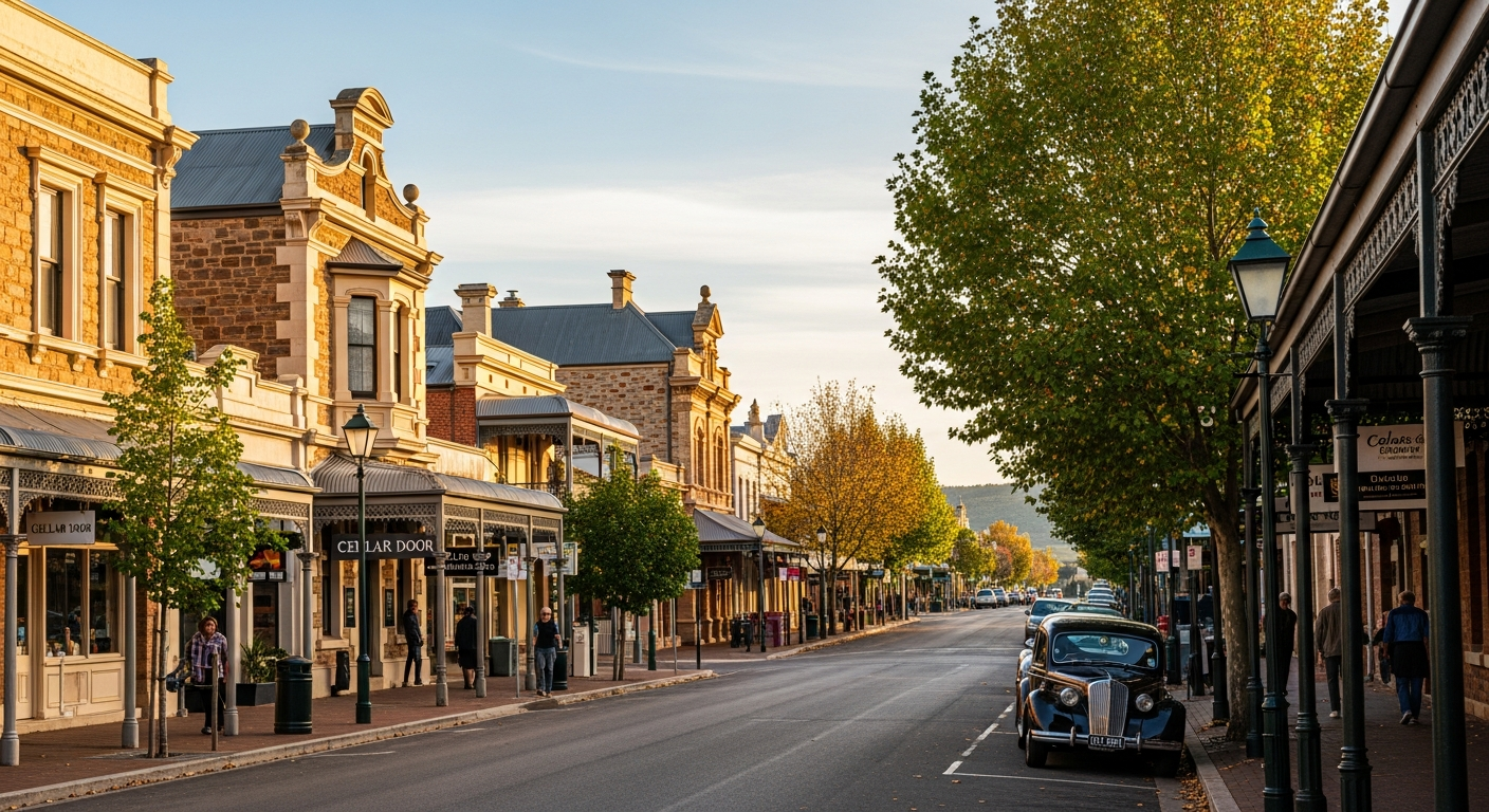 The charming heritage village of Hall surrounded by vineyards and farmland