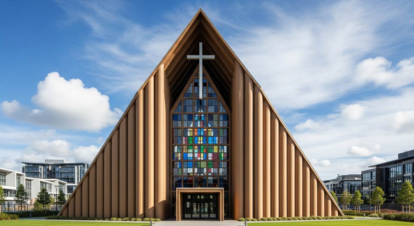 The Transitional "Cardboard Cathedral" designed by Shigeru Ban