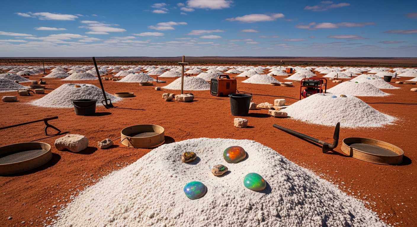 Opals in all their brilliant colours from Coober Pedy's famous mines