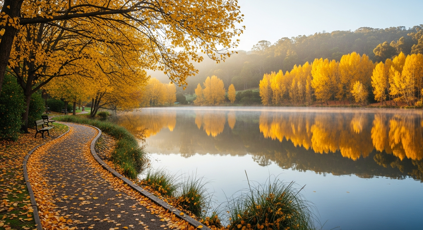 Lake Daylesford with autumn reflections