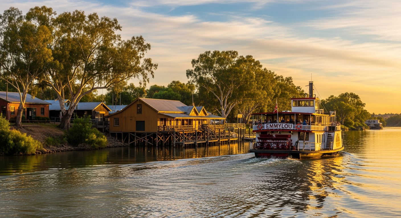 A historic paddlesteamer cruising the Murray River