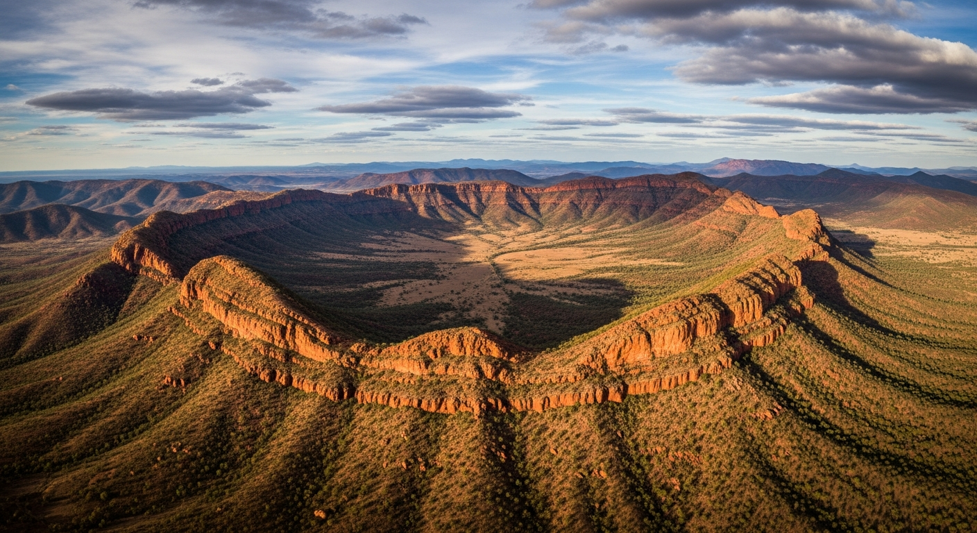 The vast natural amphitheatre of Wilpena Pound seen from above