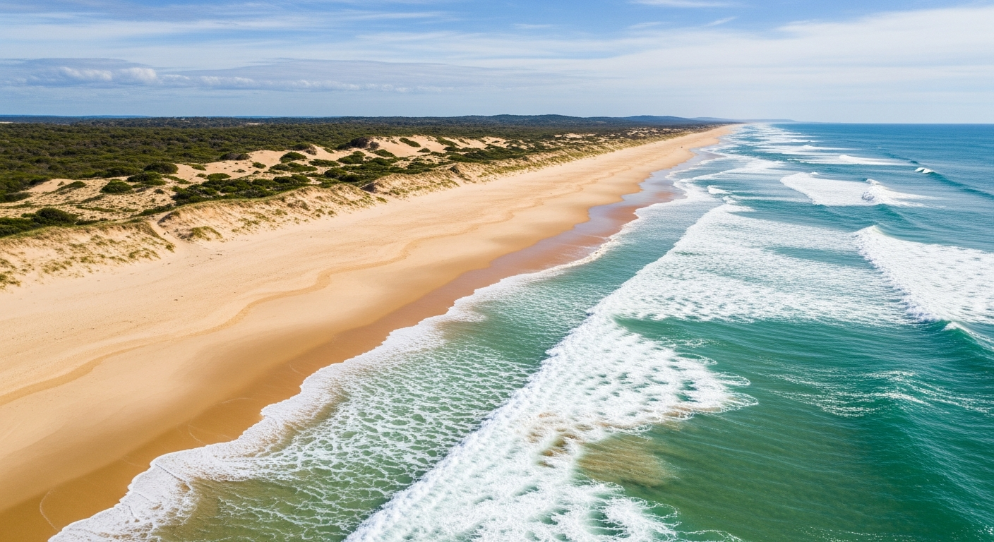 The endless stretch of Ninety Mile Beach