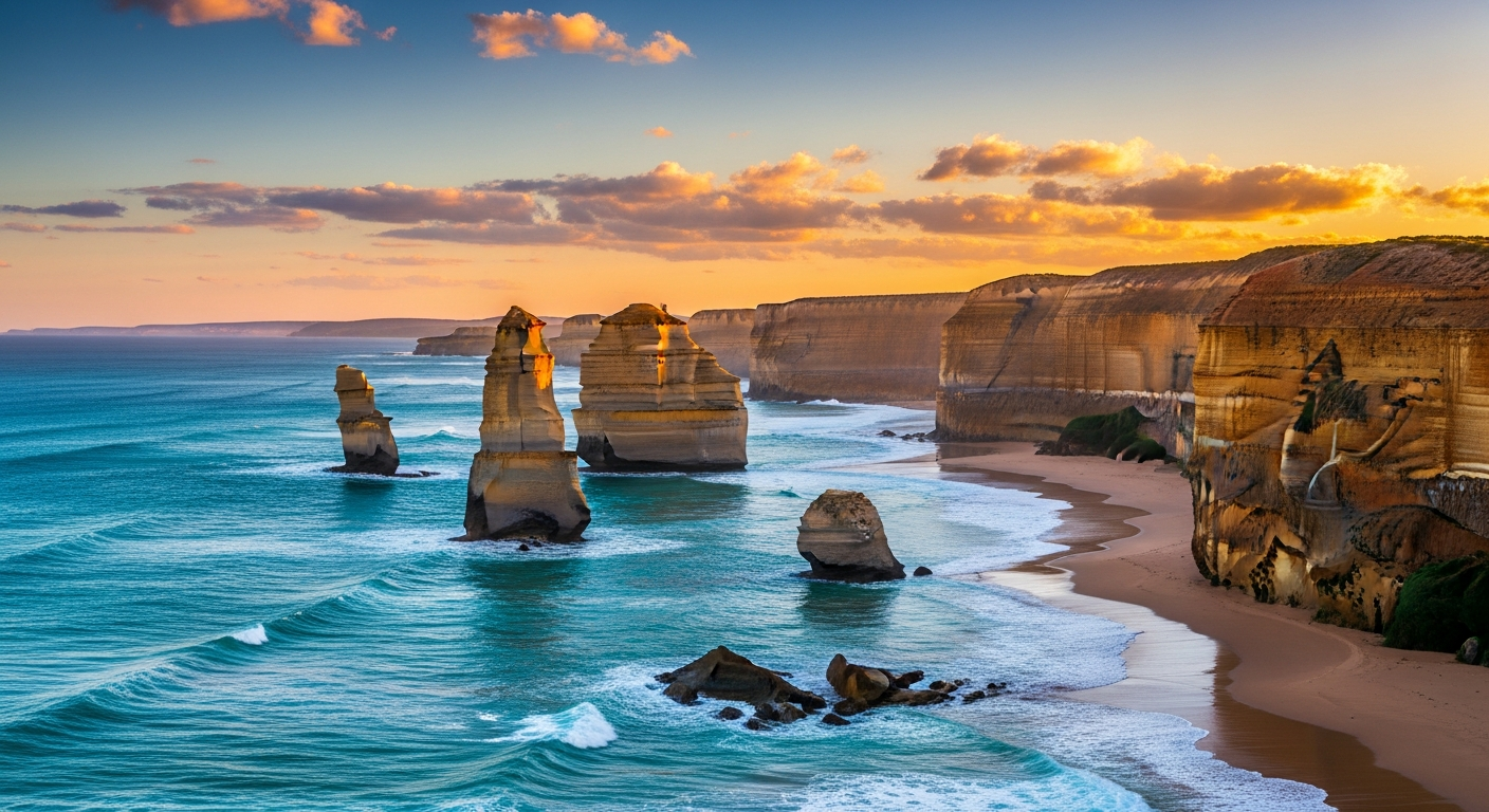The magnificent Twelve Apostles at sunset