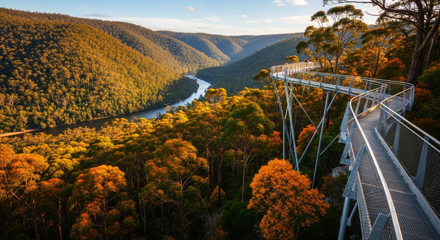 The Tahune Airwalk suspended high above the forest canopy