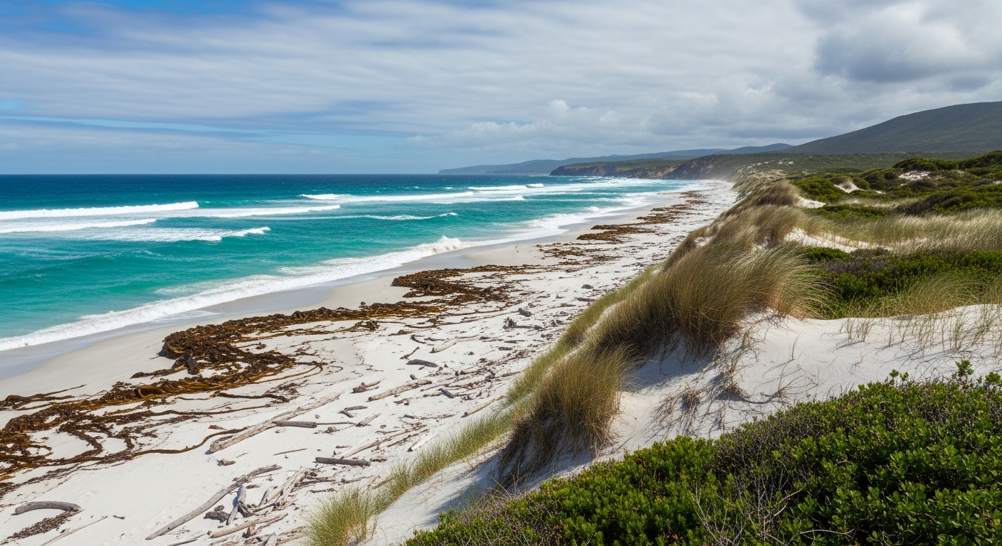 Wild, windswept beaches along King Island's pristine coastline
