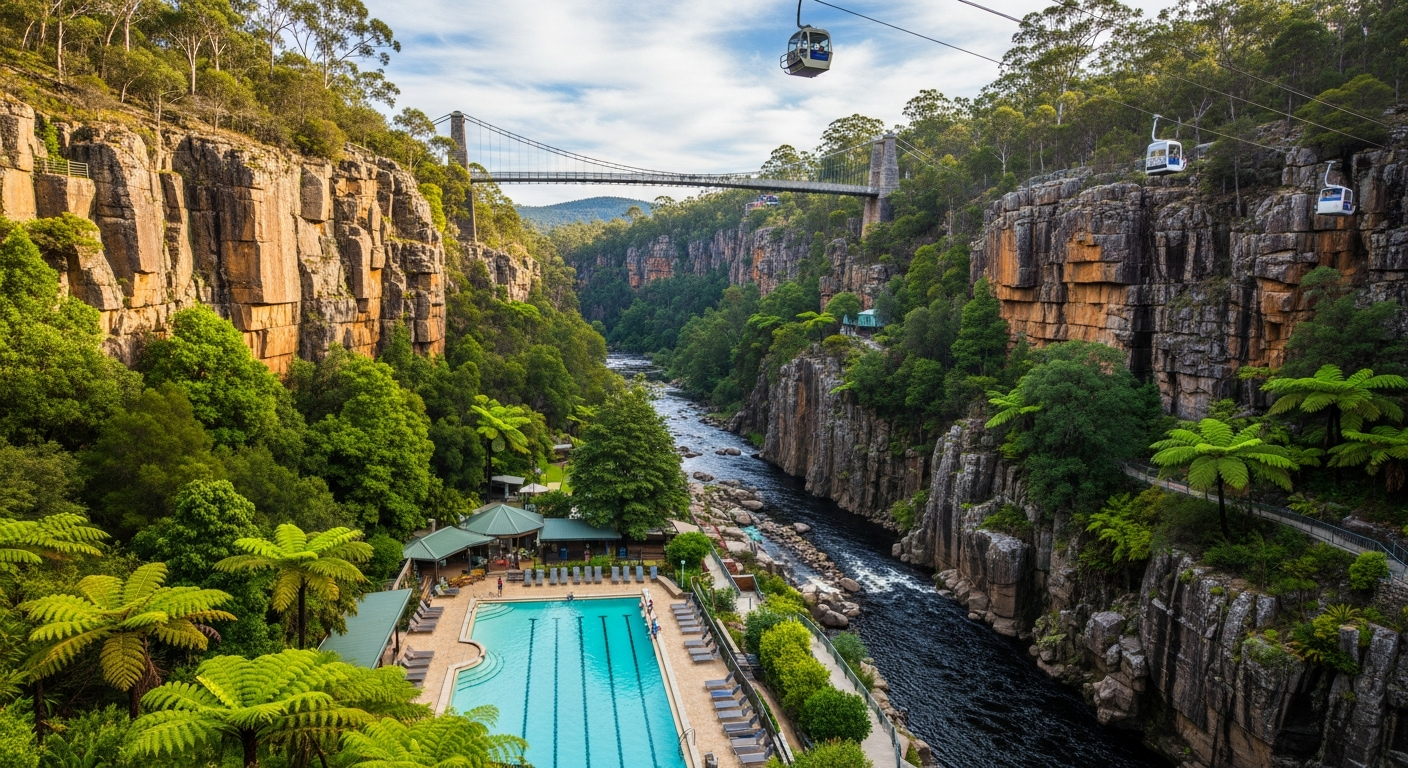 The dramatic Cataract Gorge with its chairlift and basin