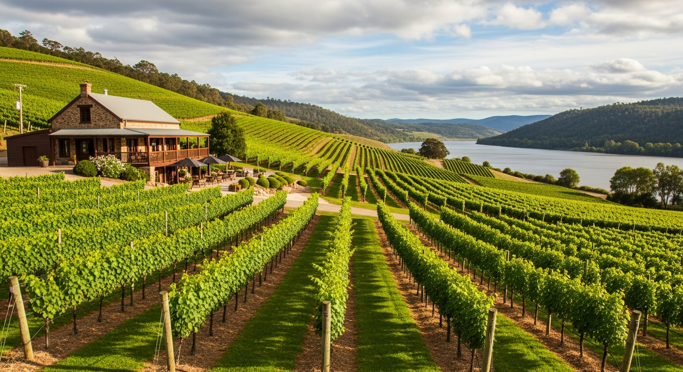 Vineyards along the scenic Tamar Valley