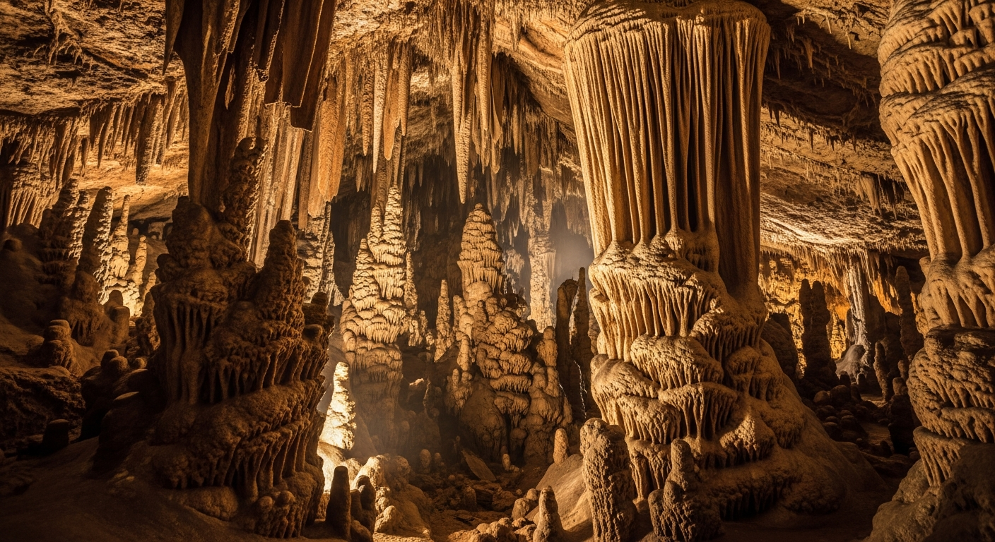 Spectacular crystal formations inside one of Margaret River's ancient limestone caves
