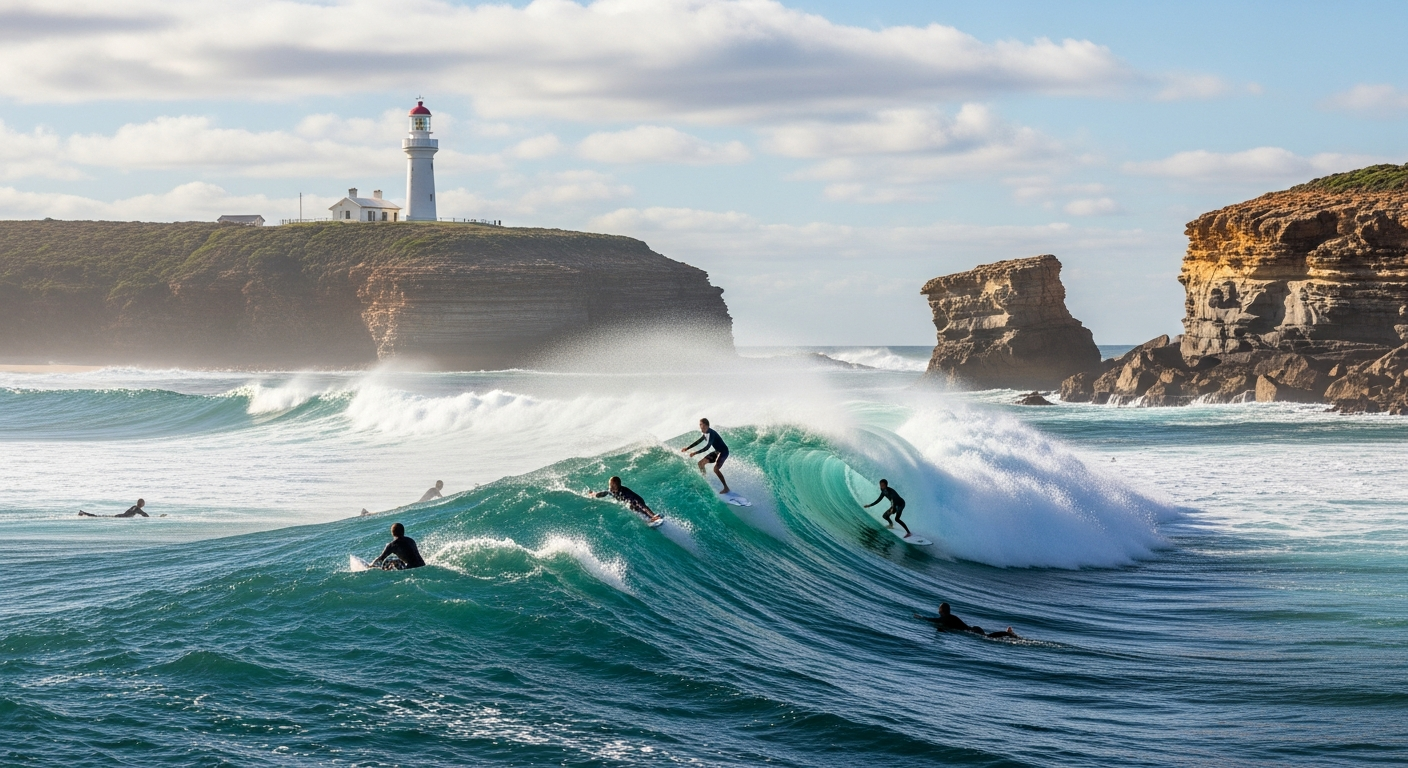 A surfer riding a powerful wave at one of Margaret River's famous surf breaks