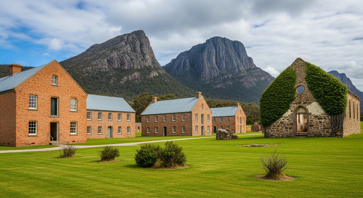 The heritage settlement of Darlington with its convict-era buildings