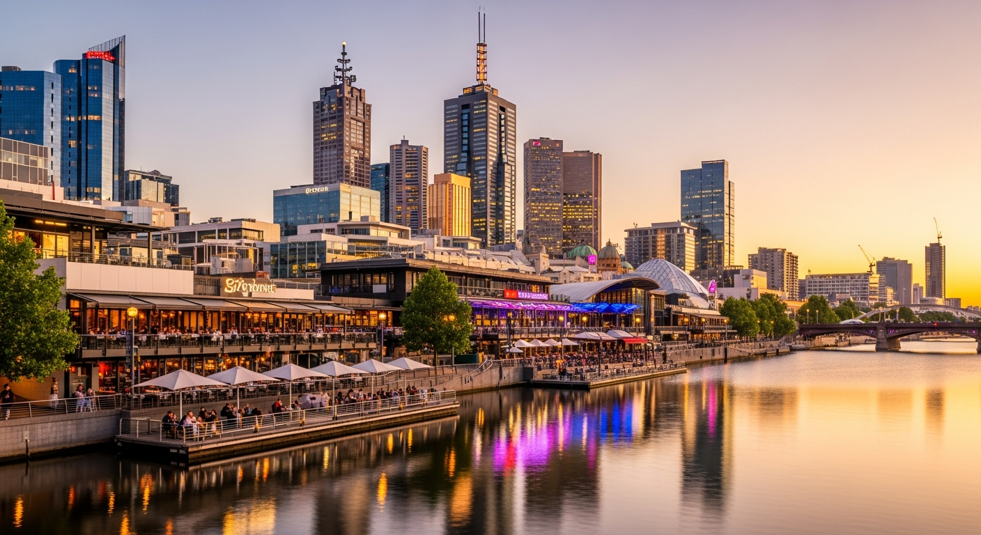 The Yarra River and Southbank at golden hour