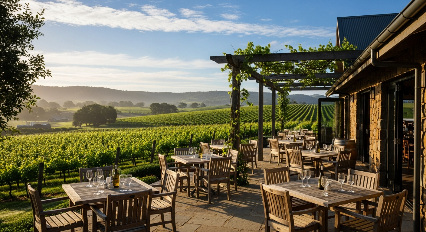 Vineyard cellar door dining on the Mornington Peninsula