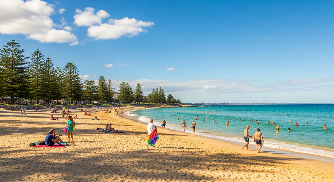 Golden sand and turquoise water at Perth's iconic Cottesloe Beach