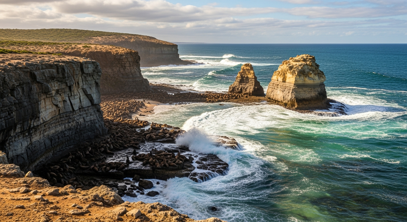 The dramatic Nobbies headland and seal colony