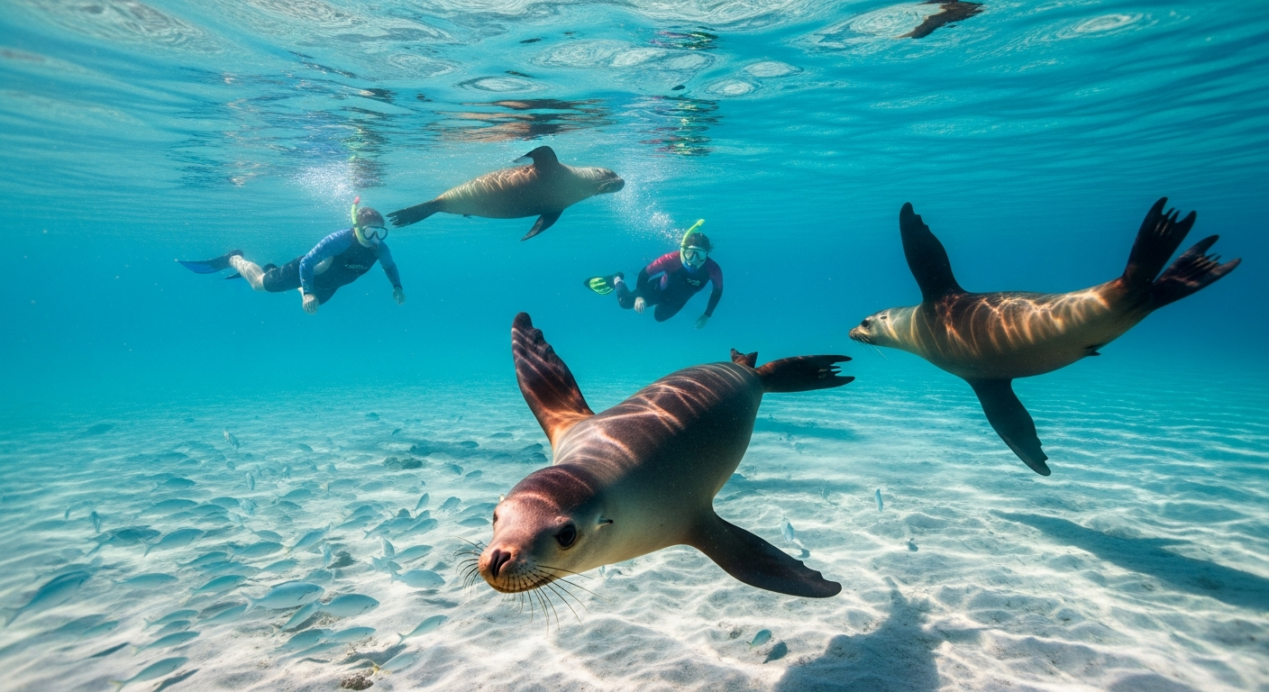 Swimming alongside playful Australian sea lions in their natural habitat