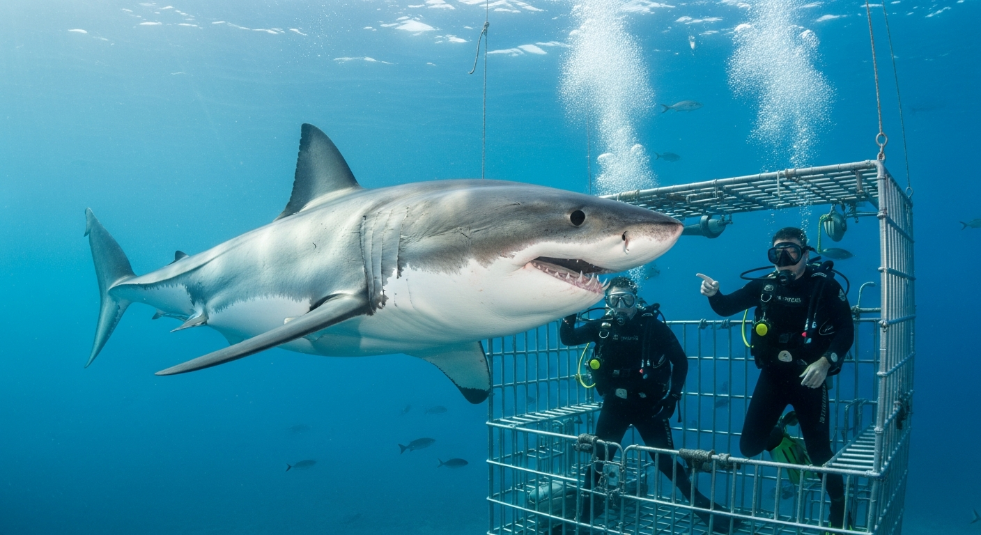 The thrilling experience of cage diving with great white sharks