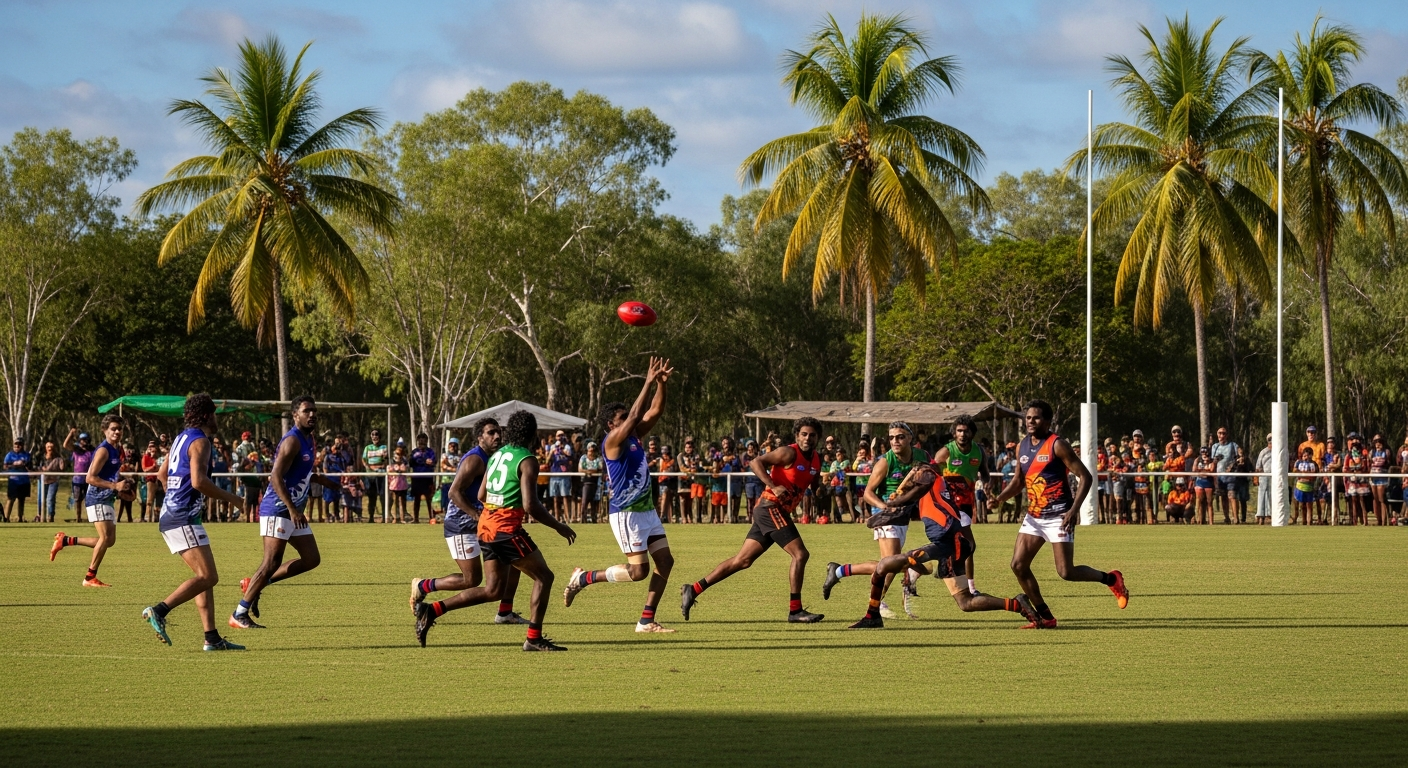 The passionate crowd and players at the famous Tiwi Islands Football Grand Final
